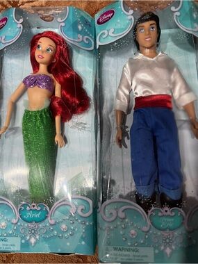 Disney Store Ariel The Little Mermaid Prince Eric Doll Exclusive Lot Of 2
